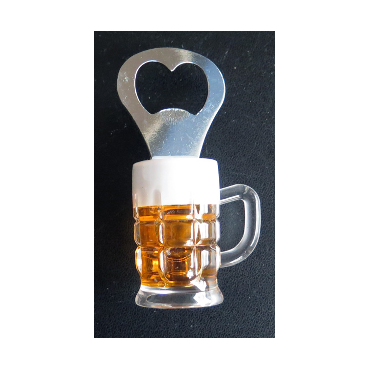 MAGNET DE FRIGO : verre à bière avec décapsuleur