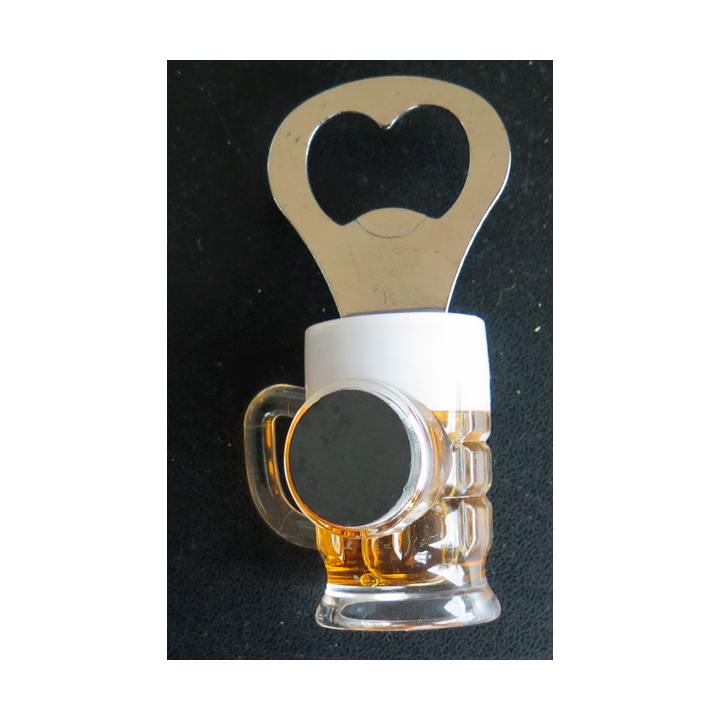 MAGNET DE FRIGO : verre à bière avec décapsuleur