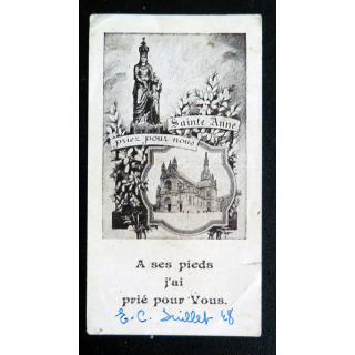 IMAGE PIEUSE : Prière pour sainte Anne de Martineau et Pineau Saumur 6 x 11  cm