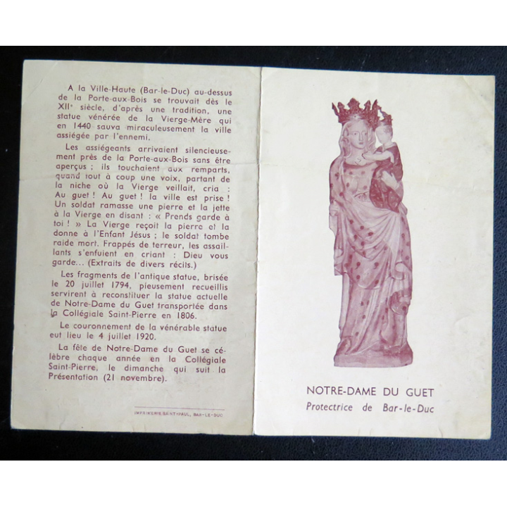 IMAGE PIEUSE : Prière à Notre Dame du Guet 7,5 x 11,5 cm 4 feuillets