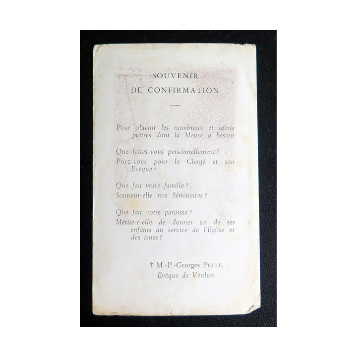 IMAGE PIEUSE : Souvenir de confirmation  7,5 x 12,4 cm