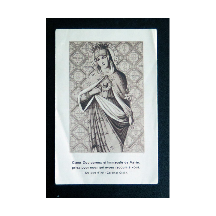 IMAGE PIEUSE :Prière au Coeur douloureux et Immaculé de Marie 7,5 x 11,5 cm