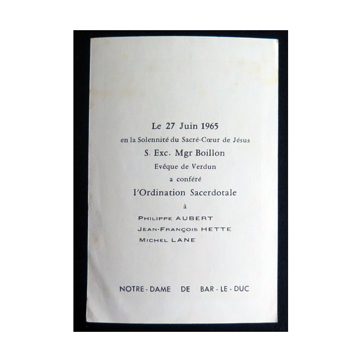 IMAGE PIEUSE : Ordination sacerdotale à Philippe Aubert 8 x 12 cm