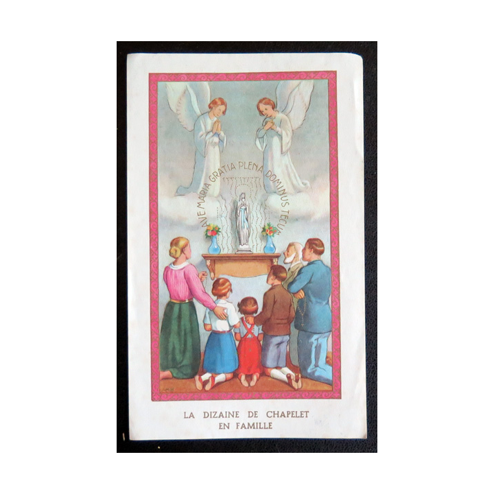 IMAGE PIEUSE : La dizaine de chapelet en famille 8 x 13 cm