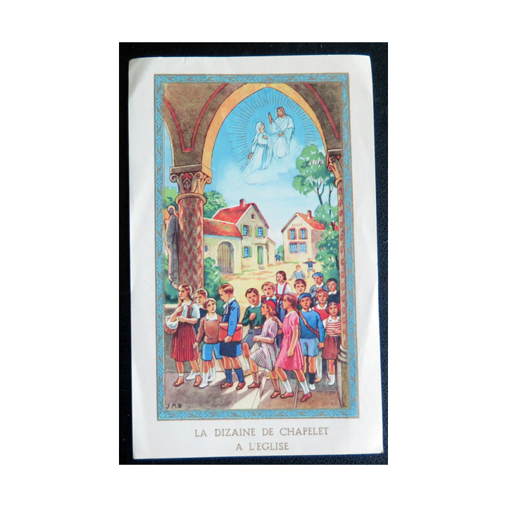 IMAGE PIEUSE : La dizaine de chapelet à l'Eglise 8 x 13 cm