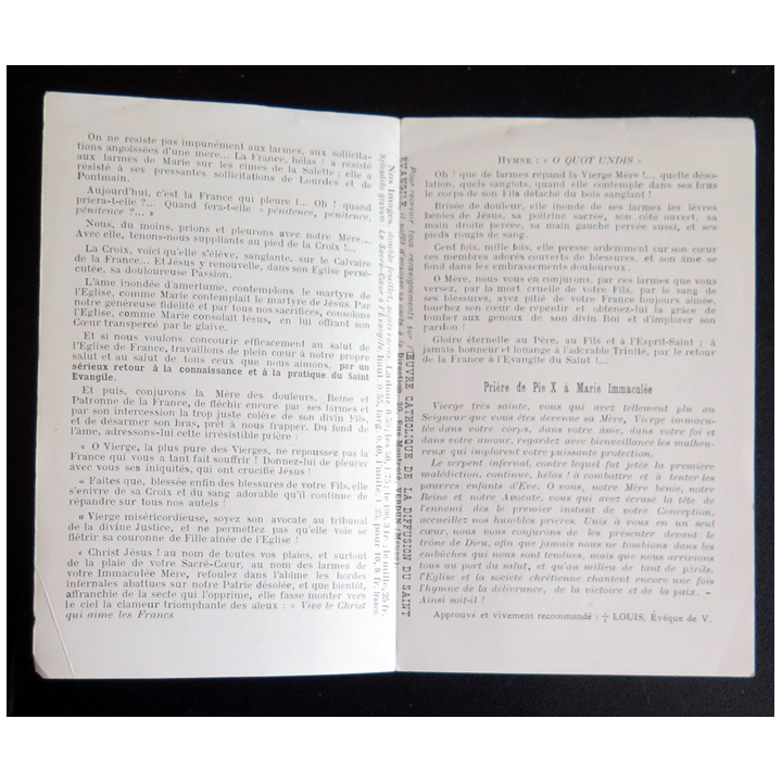 IMAGE PIEUSE : Le Stabat pour la France 8 x 13 cm