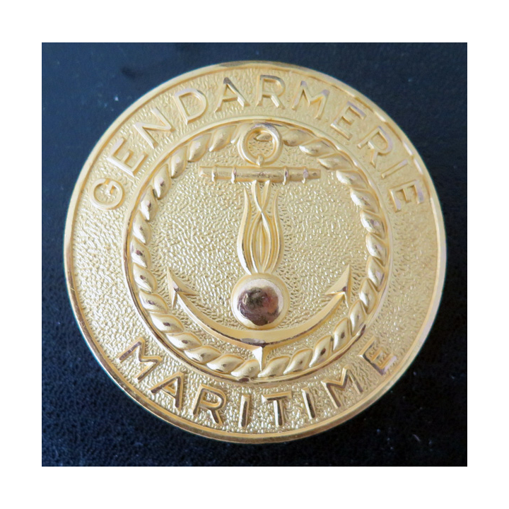 GENDARMERIE : boucle de ceinturon de la gendarmerie maritime dorée diamètre 6,5 cm superbe