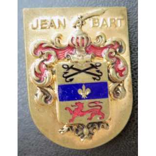 JEAN BART : insigne du bâtiment de ligne Jean Bart  ABPD Arthus Bertrand Paris Déposé en émail