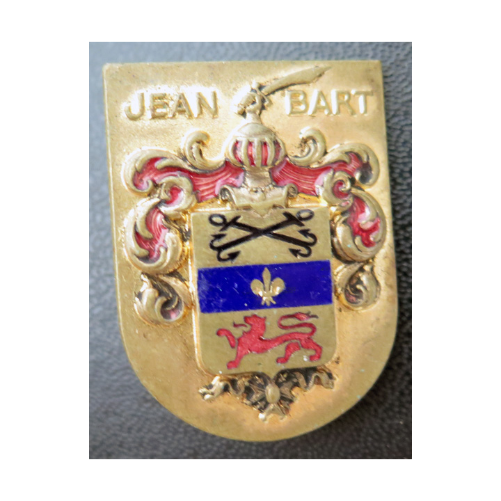 JEAN BART : insigne du bâtiment de ligne Jean Bart  ABPD Arthus Bertrand Paris Déposé en émail