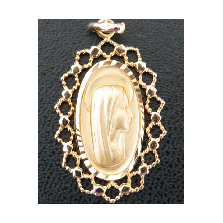 Médaille de la Vierge plaqué or hauteur 4 cm