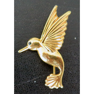 Broche en métal doré poli brillant signé FA hauteur 4,5 cm