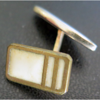 Bouton de manchette ancien avec arrêtoir amovible en métal doré