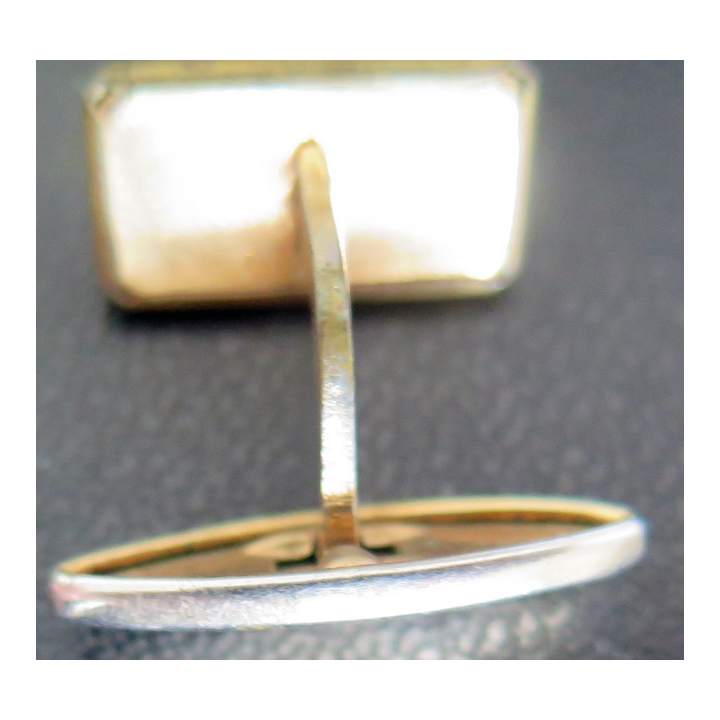 Bouton de manchette ancien avec arrêtoir amovible en métal doré