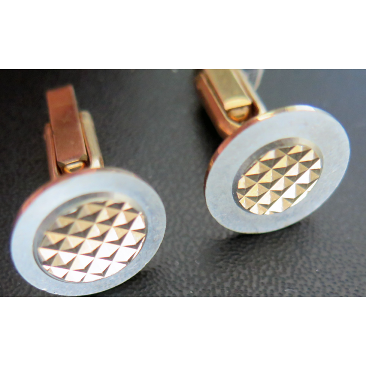 Paire de Boutons de manchette anciens avec arrêtoir amovible en métal doré