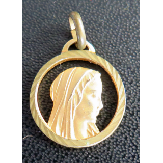 Médaille de Notre dame de Lourdes en métal doré diamètre 1,8 cm