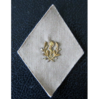 LOSANGE DE BRAS MODÈLE 45 : écusson d'infirmière convoyeuse du service de santé militaire fond toilé, caducée en cannetille
