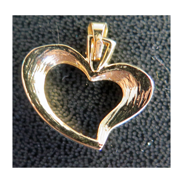 Médaillon en forme de coeur avec pierres blanches et rose en métal doré (Plaqué or ?)