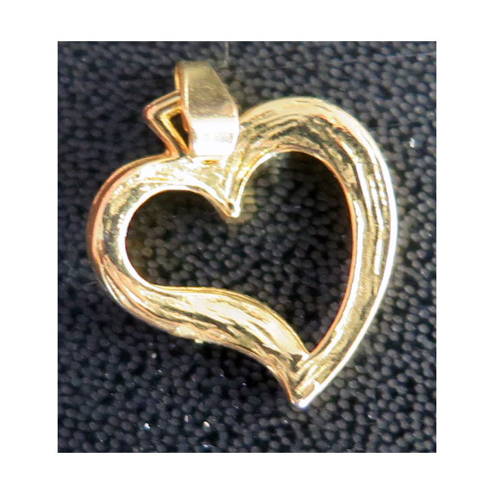 Médaillon en forme de coeur avec pierres blanches et rouge en métal doré (Plaqué or ?)