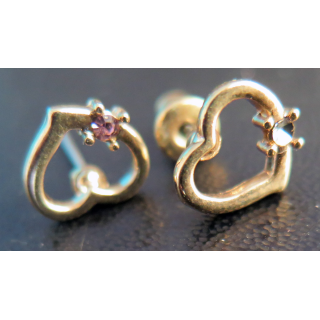 Paire de boucles d'oreilles avec petit brillant en métal doré (Plaqué or ?) hauteur 0,9 cm