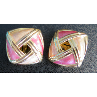 Boucle d'oreilles à clips en métal doré (plaqué or ?) 2 x 2 cm