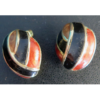 Boucle d'oreilles à clips en métal doré (plaqué or ?) 2,5  x 2 cm