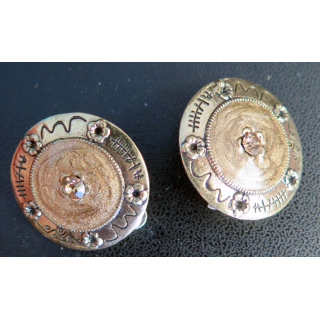 Boucle d'oreilles à clips en métal doré (plaqué or ?) diamètre 3 cm