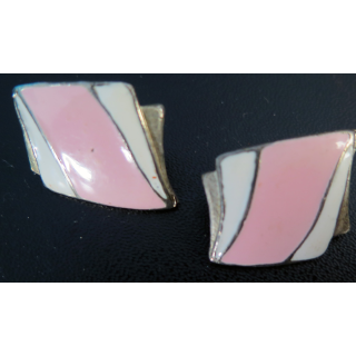 Boucle d'oreilles à clips en métal doré (plaqué or ?) 2 x 2 cm