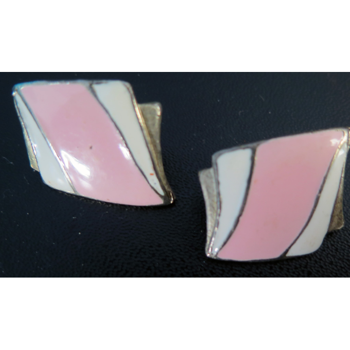 Boucle d'oreilles à clips en métal doré (plaqué or ?) 2 x 2 cm