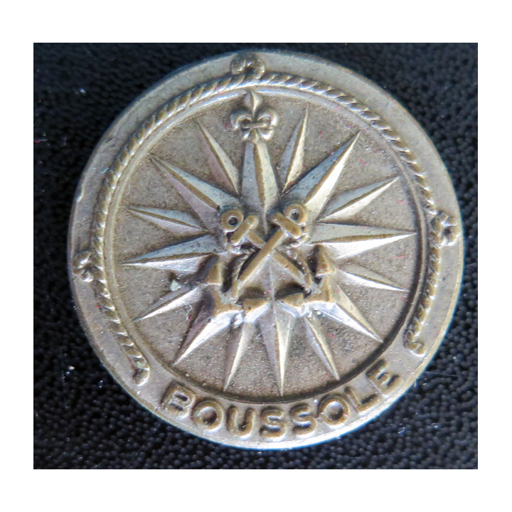 BOUSSOLE : Rondache argentée du bâtiment hydrographique Boussole Arthus Bertrand Paris
