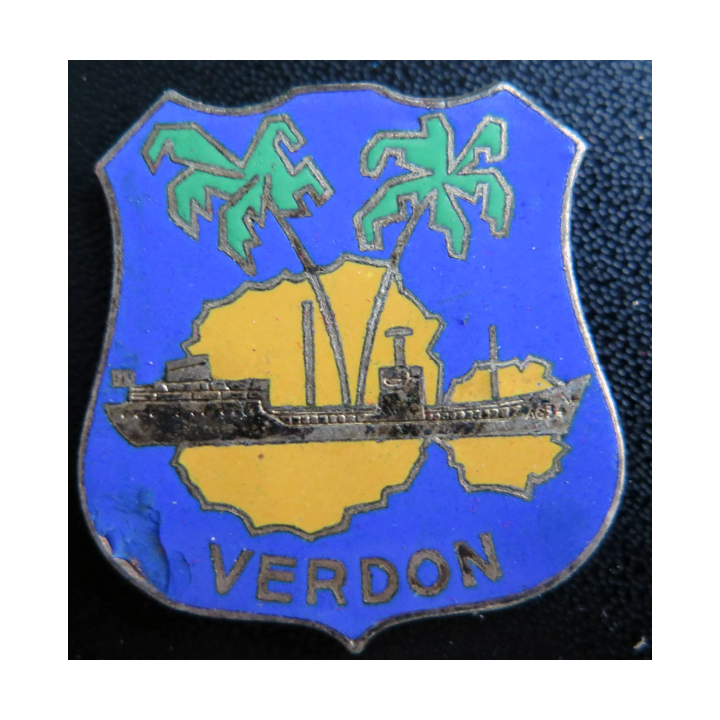 VERDON : insigne du bateau transport pétrolier Verdon éclat d'émail sans attache