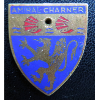 AMIRAL CHARNER : Insigne de l'aviso escorteur Amiral Charner Arthus Bertrand Paris en émail percé sans attache