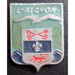 L'ALCYON : Insigne du Torpilleur l'Alcyon Augis en aluminium peint sans attache