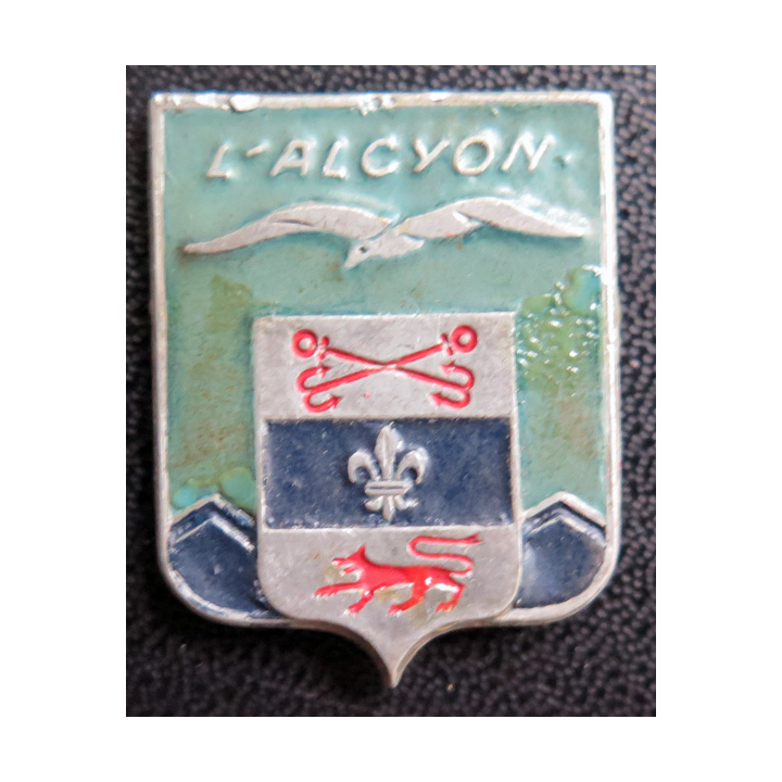 L'ALCYON : Insigne du Torpilleur l'Alcyon Augis en aluminium peint sans attache