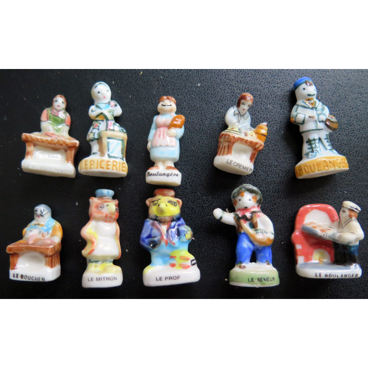 Lot de 10 fèves sur les métiers