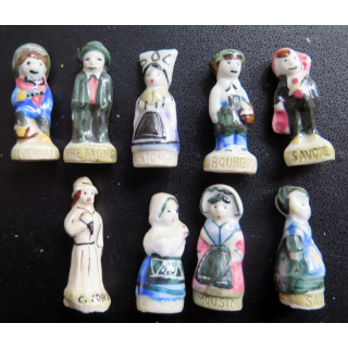 Lot de 9 fèves sur les régions françaises