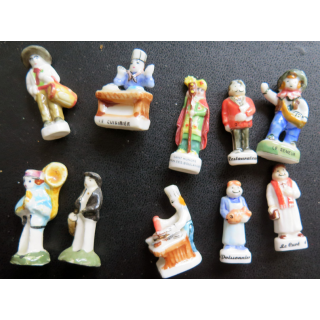 Lot de 10 fèves de métiers et musiciens + 1 fève de brioches