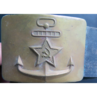 URSS : Ceinturon en cuir 117 cm et boucle en laiton de la marine soviétique