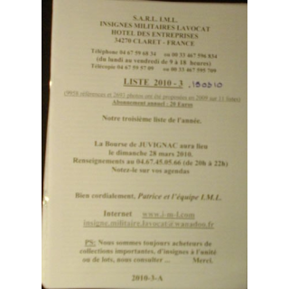 Liste 2010 - 03 d'insignes militaires illustrés en couleur SARL IML