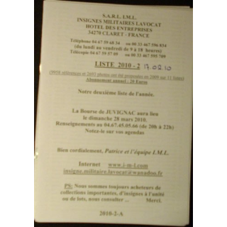Liste 2010 - 02 d'insignes militaires illustrés en couleur SARL IML