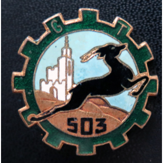 503° GT : 503° groupe de transport du train de fabrication Drago Paris en émail diamètre 3,1 cm