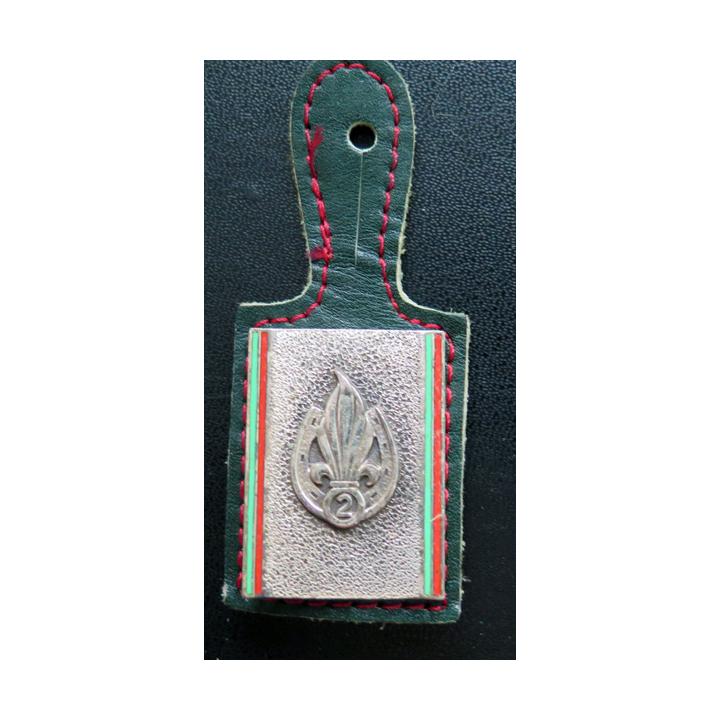 2° REI : insigne du 2° régiment étranger d'infanterie Andor G. 2333 sur cuir