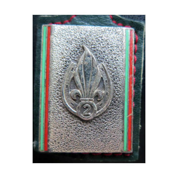 2° REI : insigne du 2° régiment étranger d'infanterie Andor G. 2333 sur cuir