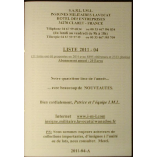 Liste 2011 - 04 d'insignes militaires illustrés en couleur SARL IML