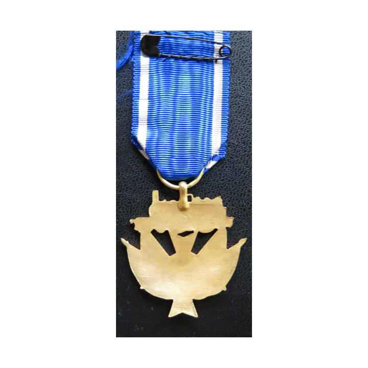 FRANCE : Médaille de l'association des cheminots Chrétiens en émail ruban bleu bandes argent