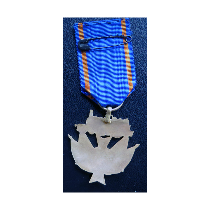 FRANCE : Médaille de l'association des cheminots Chrétiens en émail ruban bleu bandes bronze