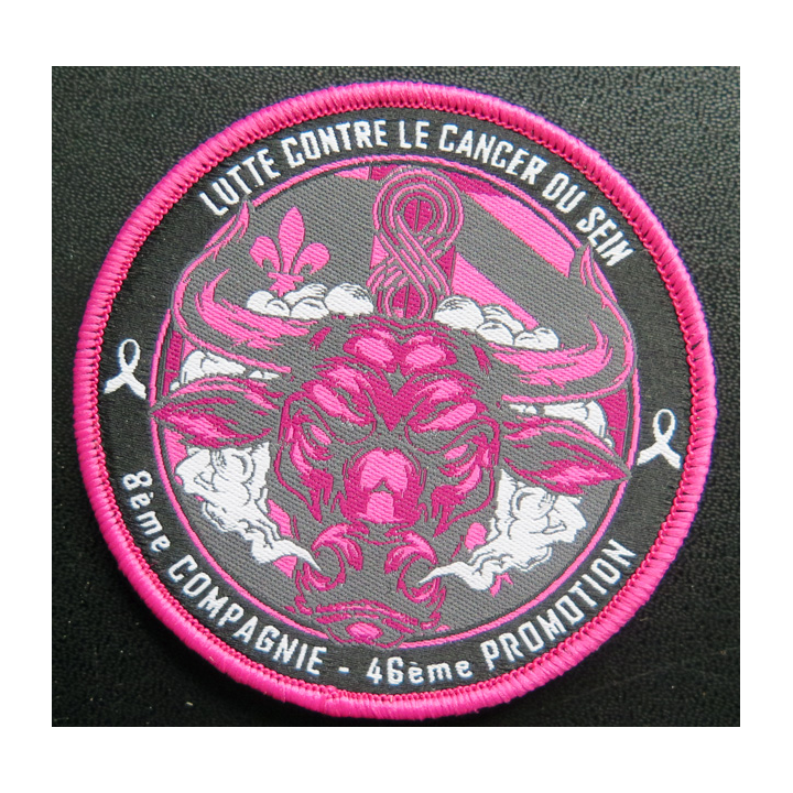 TISSU : insigne tissu de la 8° compagnie de l'ESOG Dijon 46° promotion Lutte contre le cancer du sein