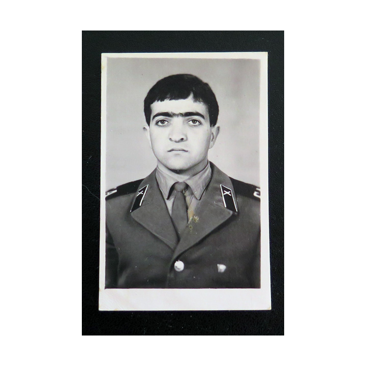 URSS : photo d'un soldat d'artillerie soviétique 1980 5,5 x 8,5 cm