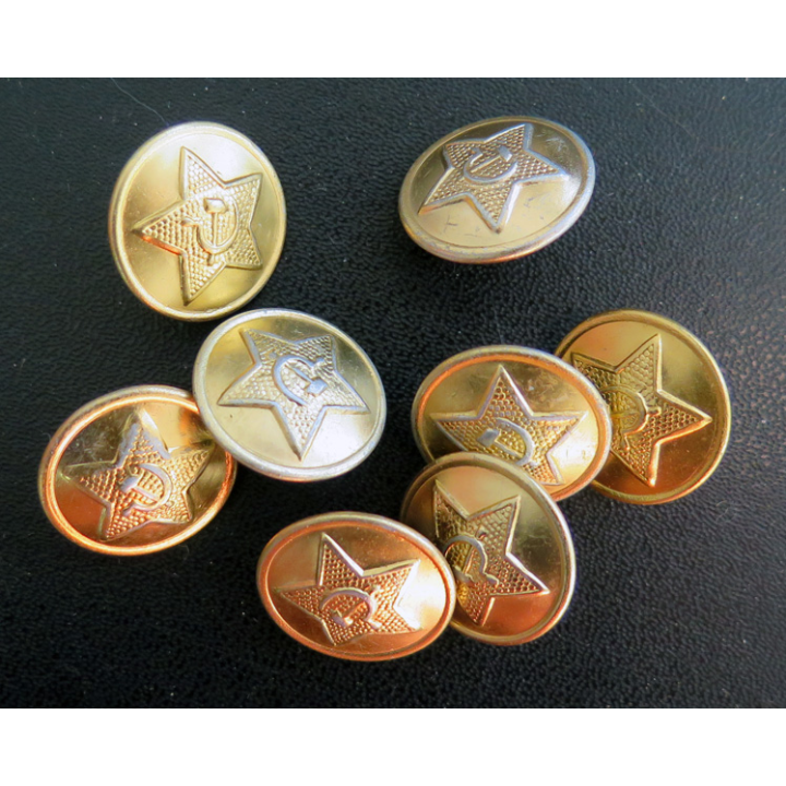 URSS : lot de 8 boutons dorés de l'armée soviétique