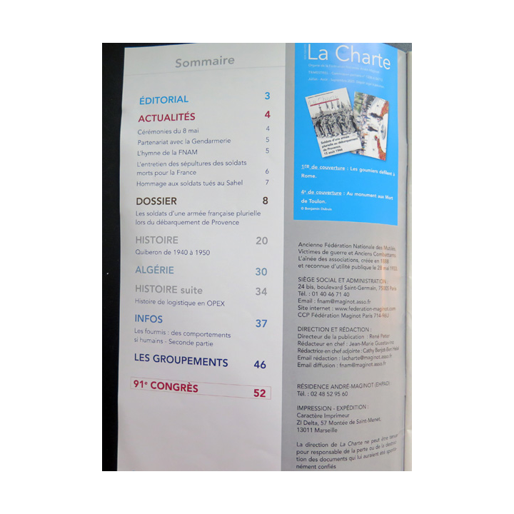 LA CHARTE N°3 juillet aout septembre 2025 débarquement de provence 15 août 1944