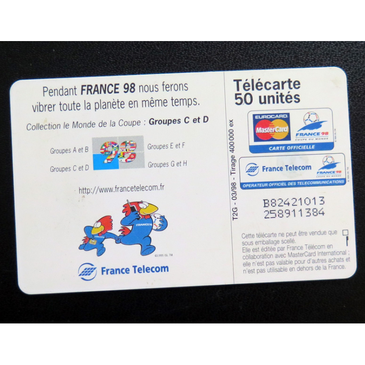 Carte téléphonique Télécarte 50 coupe du Monde France 98